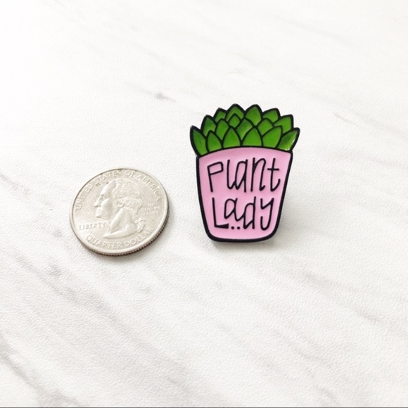3/$12 Plant Lady Pink Green Succulent Enamel Pin - Picture 3 of 4